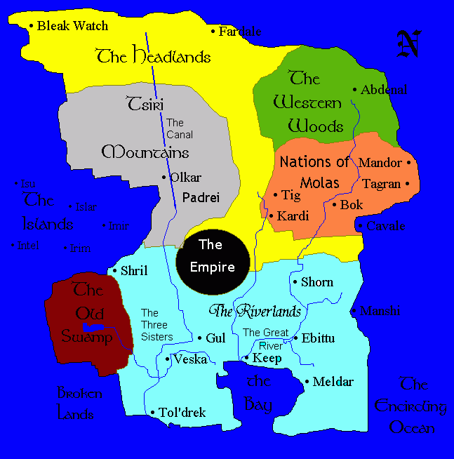 Map of the continent of Kevren