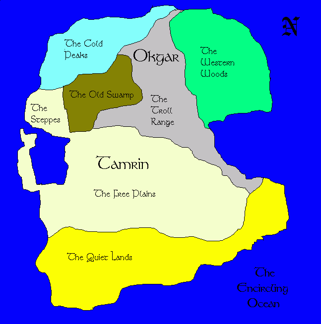 Map of the continent of Kevren